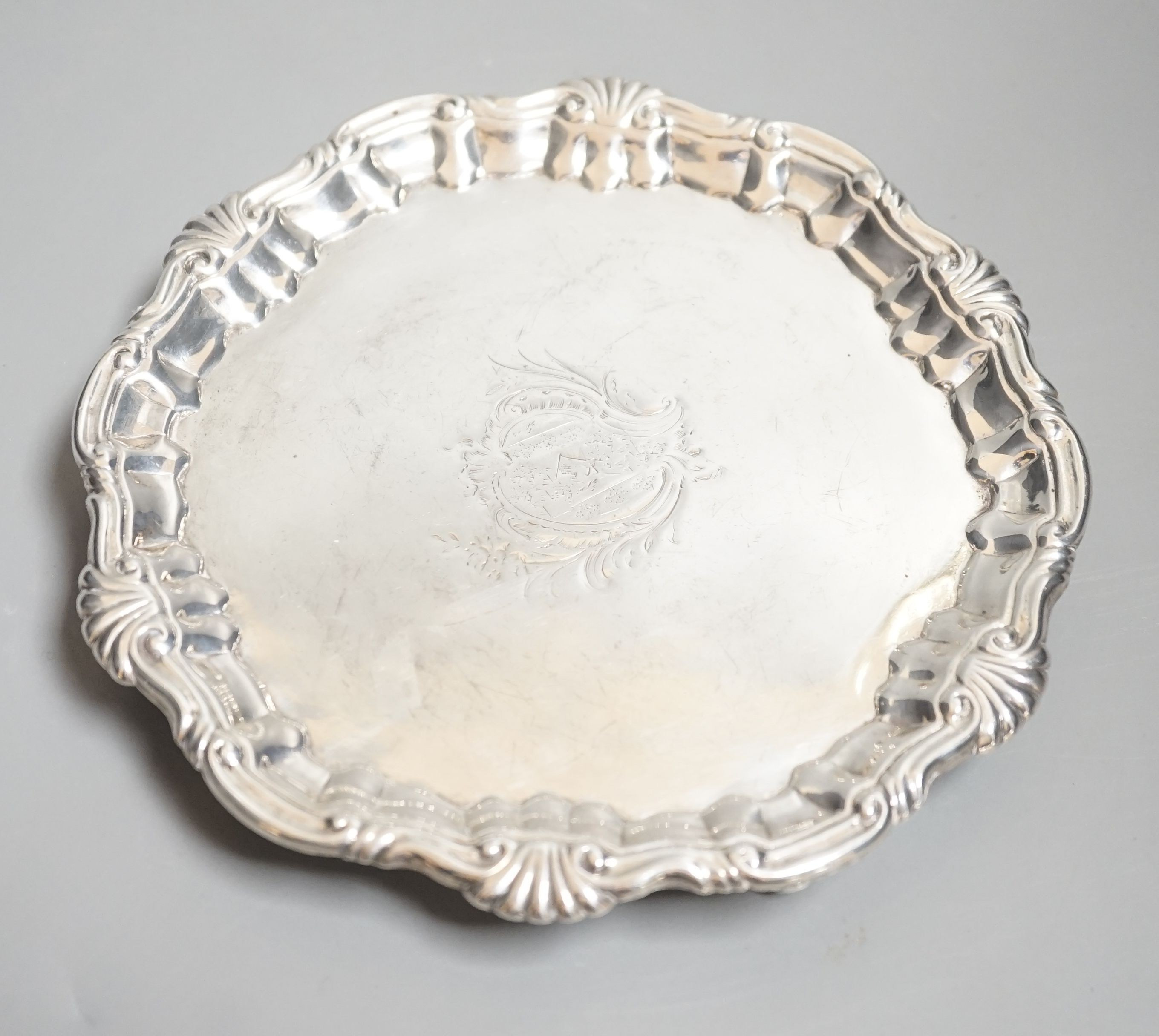 A George II silver waiter, Gurney & Cook, London, 1744, 16.9cm, 9oz.